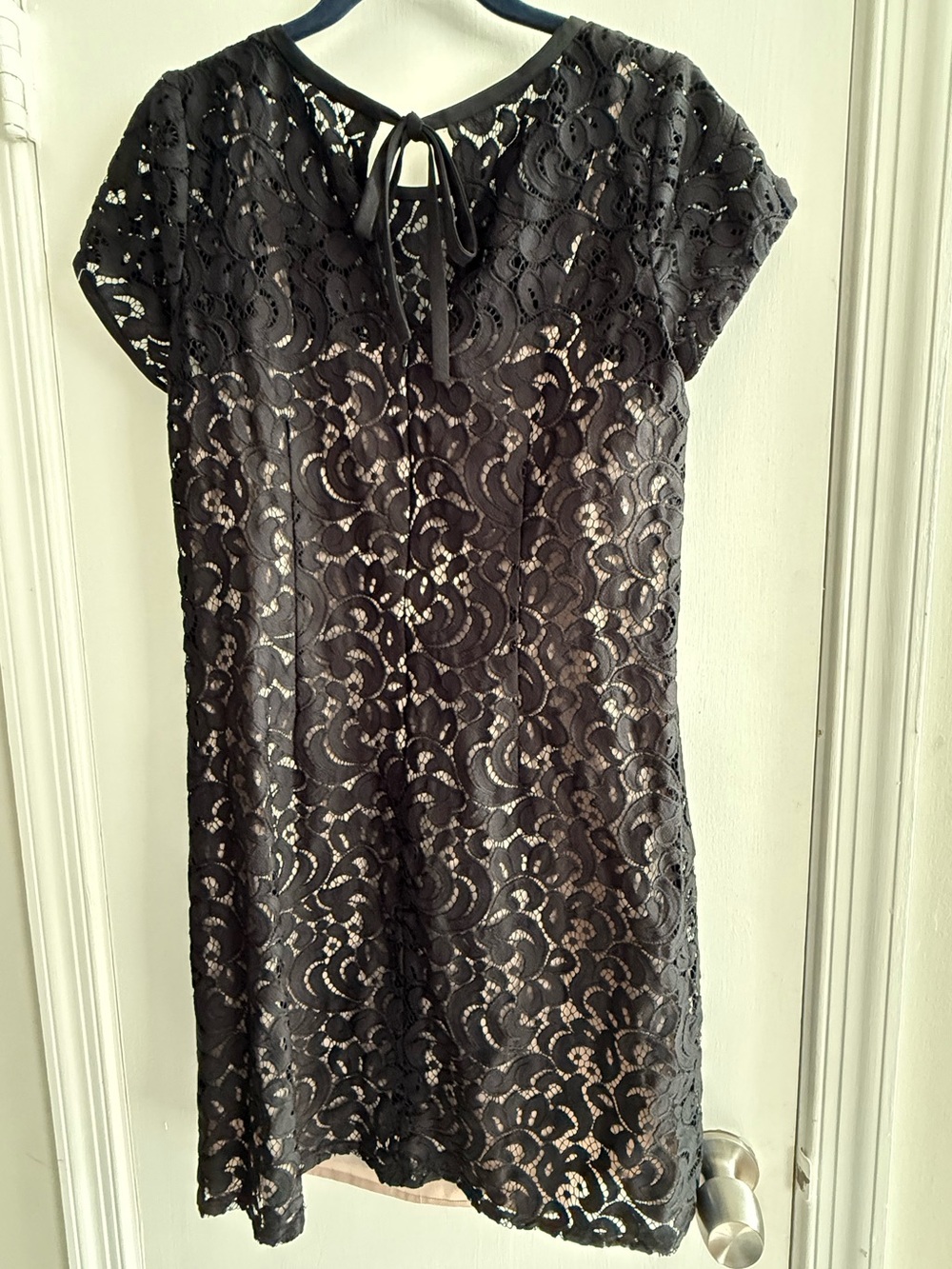 LOFT Black Lace Overlay Shift Dress Size 4